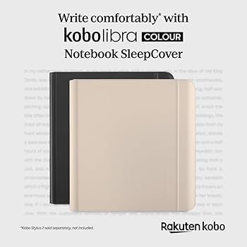 Kobo Libra Colour SleepCover Case | Black Notebook | Sleep/Wake