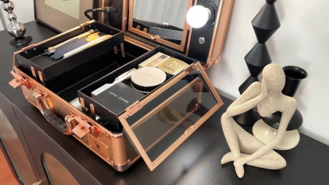 Amazon | Susire メイクボックス 鏡付き 大容量 持ち運び ビューティー