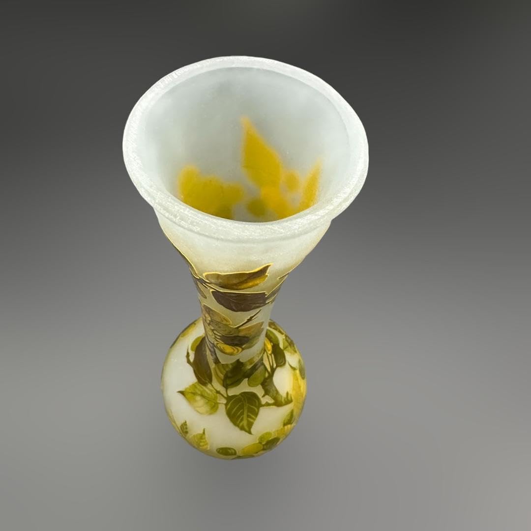 Amazon.co.jp: エミールガレ 鶴首 花瓶 カメオ彫り 被せガラス 高さ