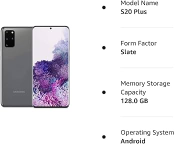 Amazon.com: Samsung Galaxy S20+ 5G, US Version, 128GB, Cosmic Gray