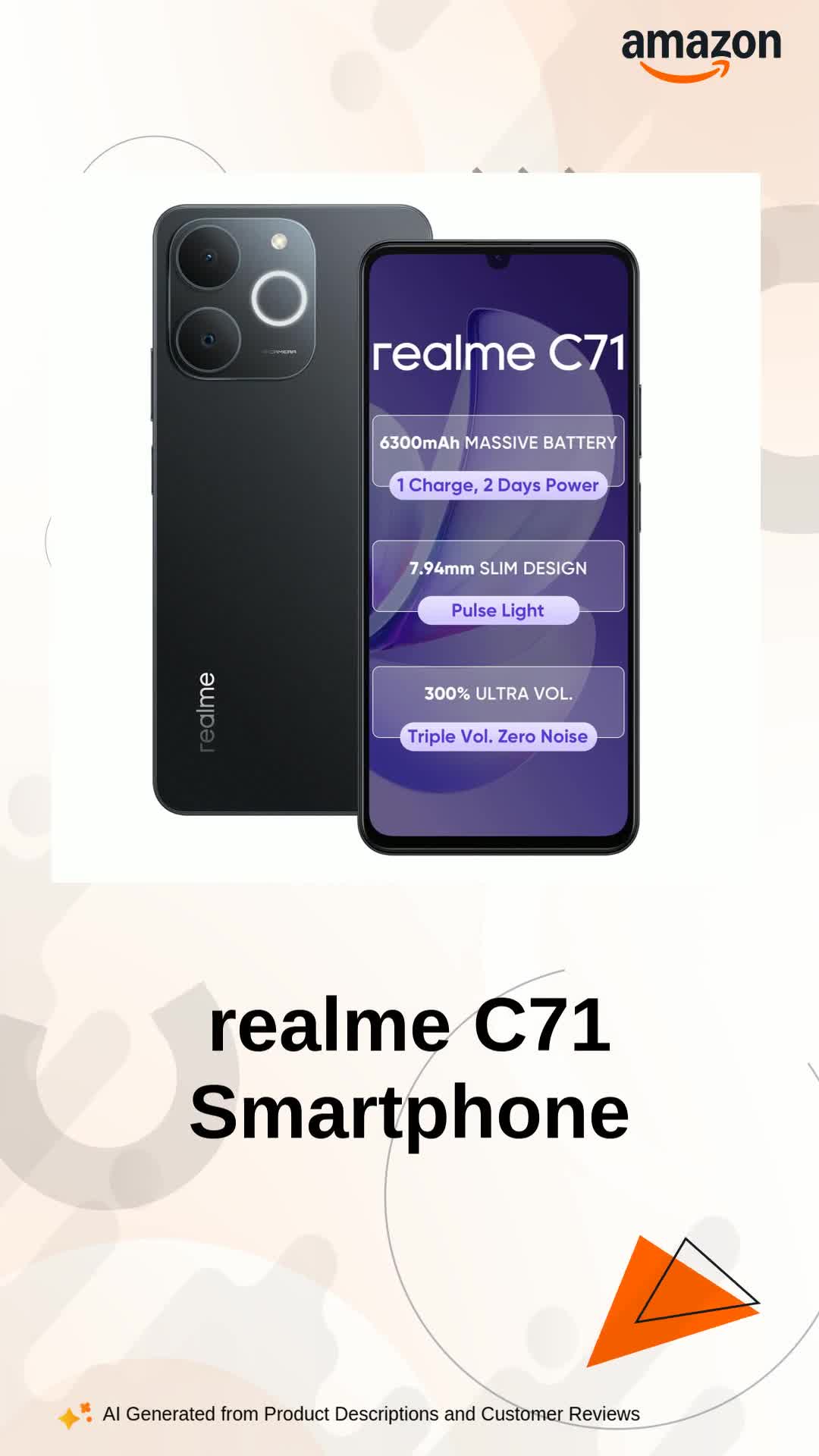 realme C71 4G Smartphone 6GB+128GB Obsidian Black,6.75 inch Screen