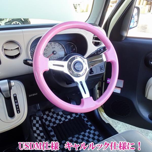 Amazon | MOTOFUTURE 35パイ 35cm ステアリング USDM ピンク