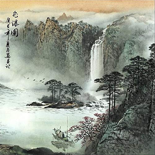 Amazon.co.jp: 水墨山水画 掛軸 床の間 和室 御洒落 モダン 表装