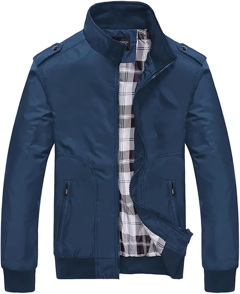 Men's Solid Color Jacket Casual Stand Collar Jacket Outdoor