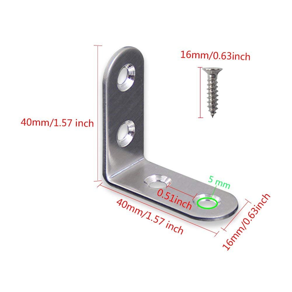 Amazon | Teenitor ステンレス製 L字アングルブラケット 16個 l字金具