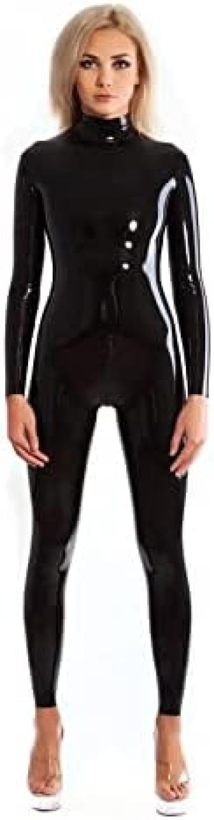 Amazon.co.jp: ラテックスキャットスーツブラックカラーラバースーツ