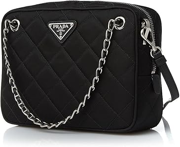 Prada Womens Bandoliera Black Tessuto Nylon Quilted Medium