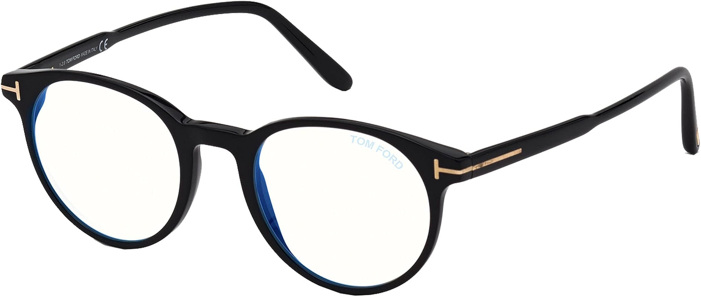 Tom Ford Eyeglasses FT 5695 -B 001 Shiny Black/Blue Block Lenses