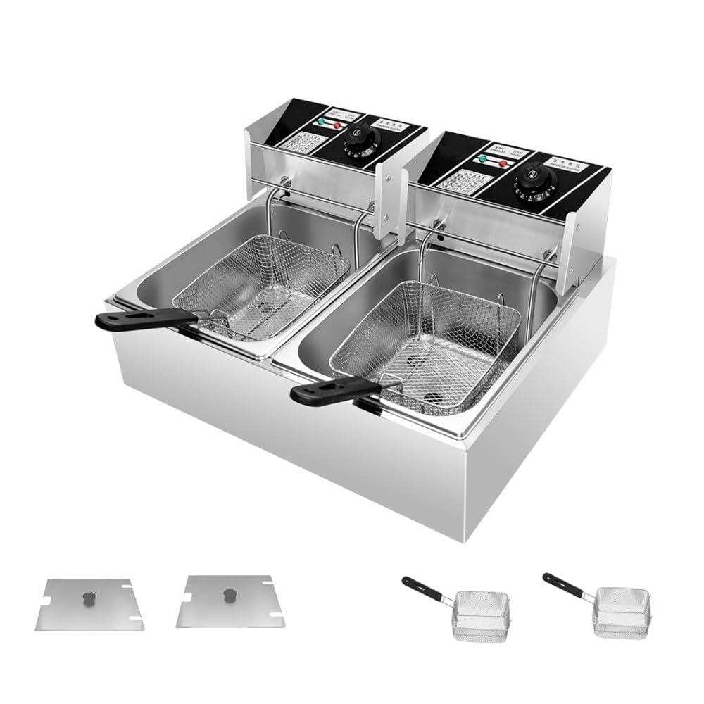 Amazon.co.jp: KCNN 電気フライヤー 業務用 二槽式 20L 大容量 卓上