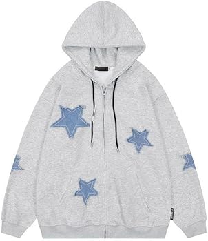 Fronage Y2K Zip Up Jacket for Women Star Graphic Oversized Hoodies