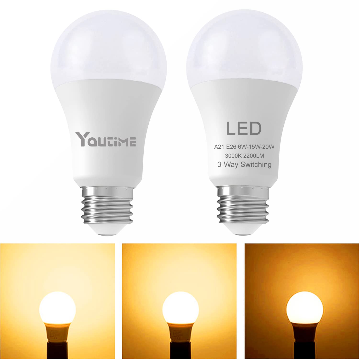 Amazon.com: Youtime Soft White 3 Way led Light Bulbs 50 100 150