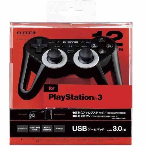 Amazon | ELECOM PS3用 USBゲームパッド PS3ゲーム用 12ボタン 振動