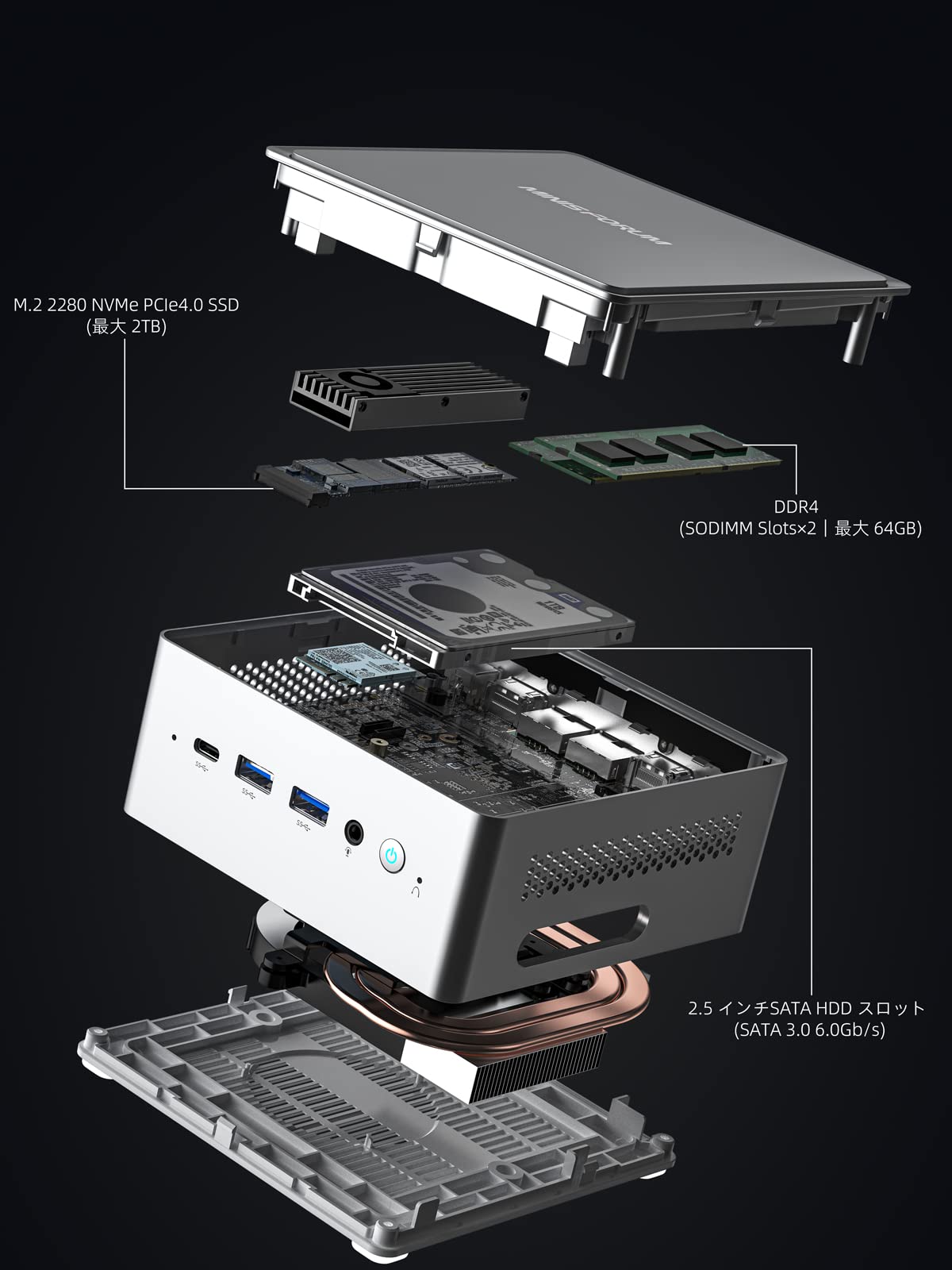 Amazon.co.jp: MINISFORUM NAB9 ミニPC、インテル Core i9-12900HK