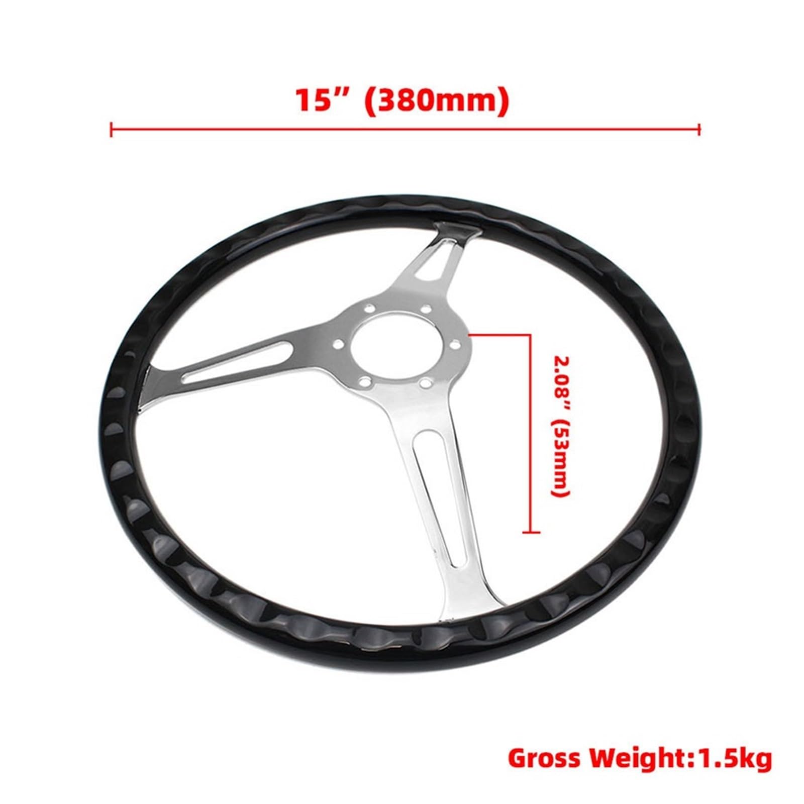 Amazon | ウッドステアリングホイール ユニバーサル 15インチ 380mm