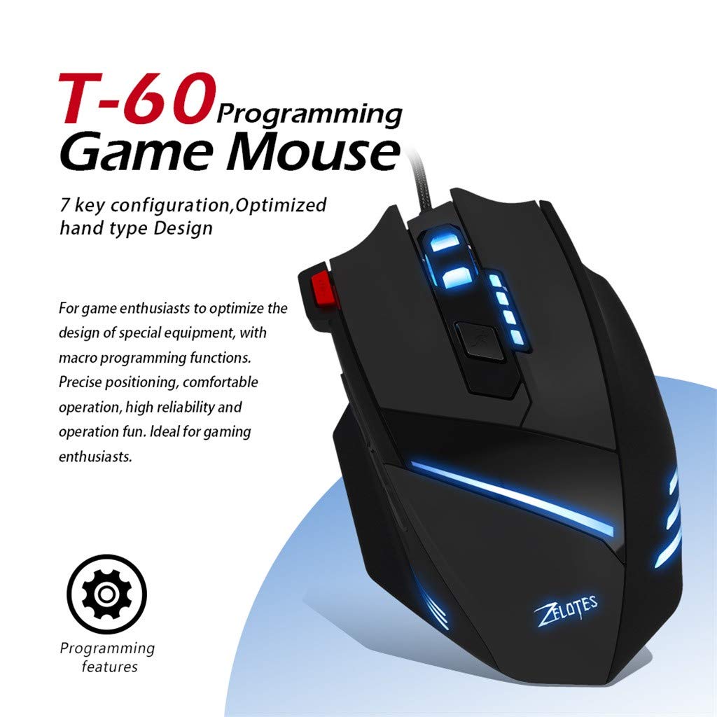Amazon.com: CENGNIAN RGB Gaming Mouse for ZELOTES T-60, 7200 DPI