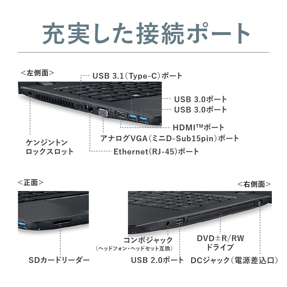 Amazon.co.jp: Acer ノートパソコンAspire E5-576-F58U/K(ブラック