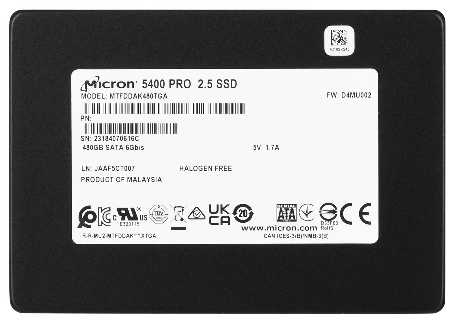 Amazon | Micron 5400 PRO 480GB ソリッドステートドライブ - 2.5 内蔵