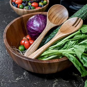 Amazon.co.jp: BILL.F 木製サラダボウル、12インチアカシアウッド