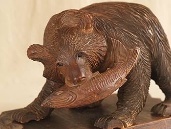 Amazon.co.jp: 昭和レトロ八雲白老記念木彫り熊26m北海道彫刻家アイヌ