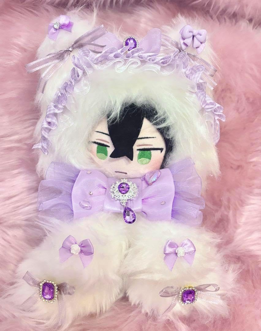 甘ロリホイップ千鳥柄×しろねこ】おすわりぬい服 16cm 甘ロリホイップ