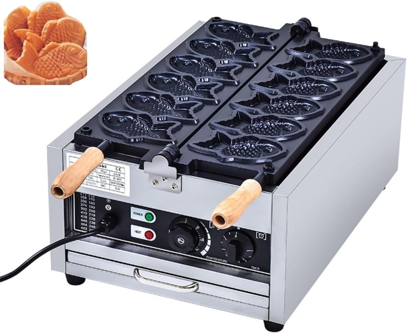 Amazon | Tonain鯛焼きメーカー業務用電気たい焼き機、6個、業務用電気