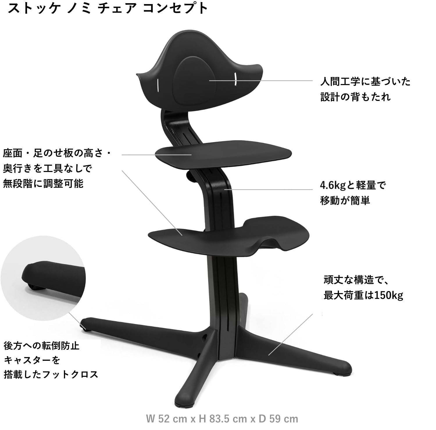 Amazon.co.jp: Stokke(ストッケ)【公式】ノミ チェア ブラック ベビー