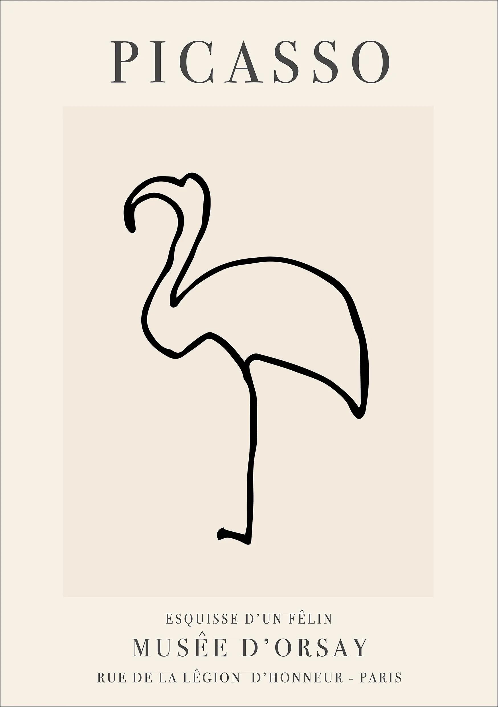 Amazon.co.jp: パブロ・ピカソ・フラミンゴ・ポスター・ミニマリスト