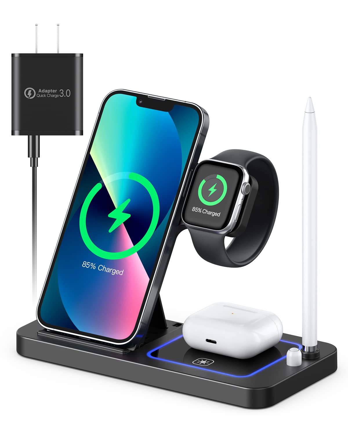 Amazon.co.jp: TEPNICAL ワイヤレス充電器 Qi認証 4 in 1急速充電15W