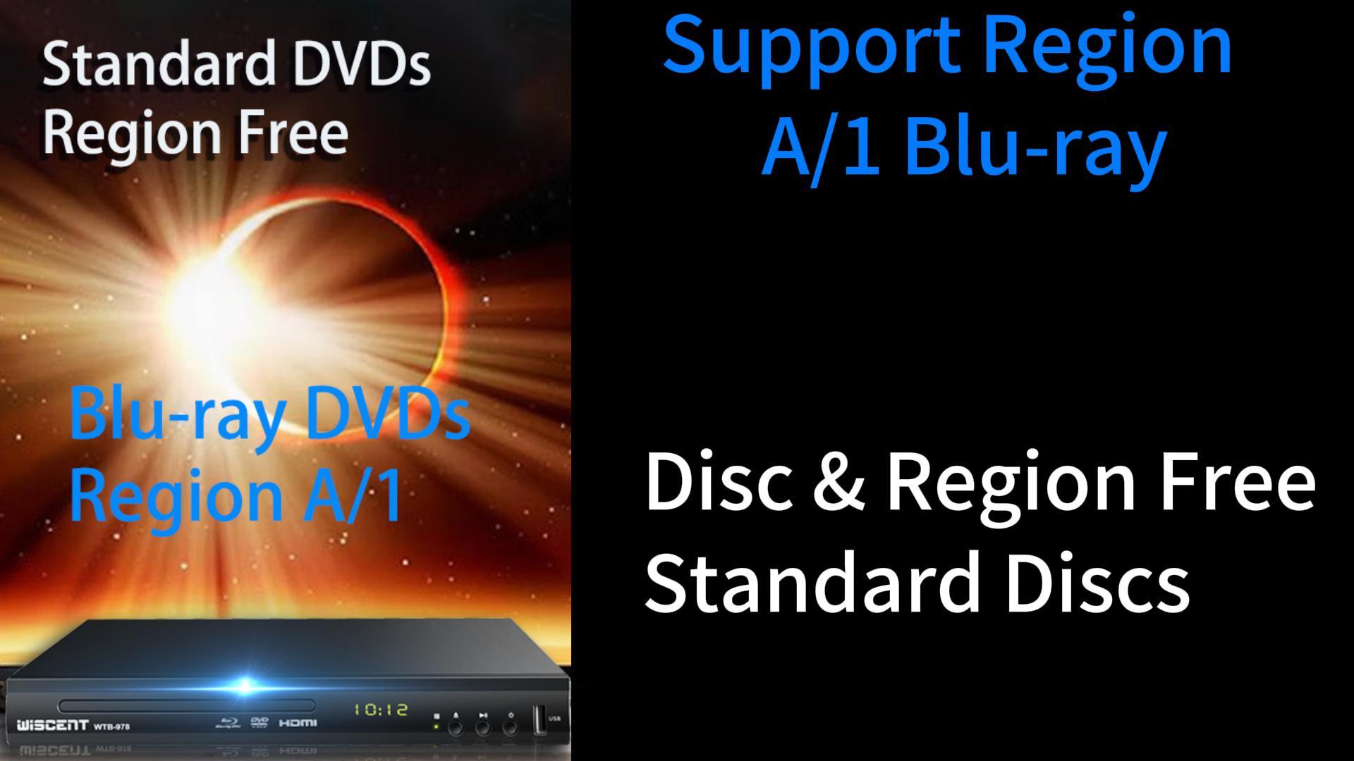 Blu Ray DVD Player, WISCENT Full HD 1080p Home Theater Disc System