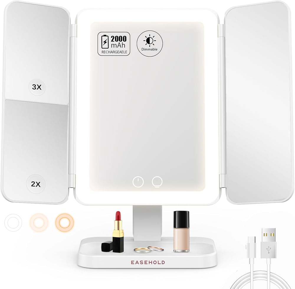 Amazon.com : EASEHOLD Lighted Makeup Mirror with 3X Magnification