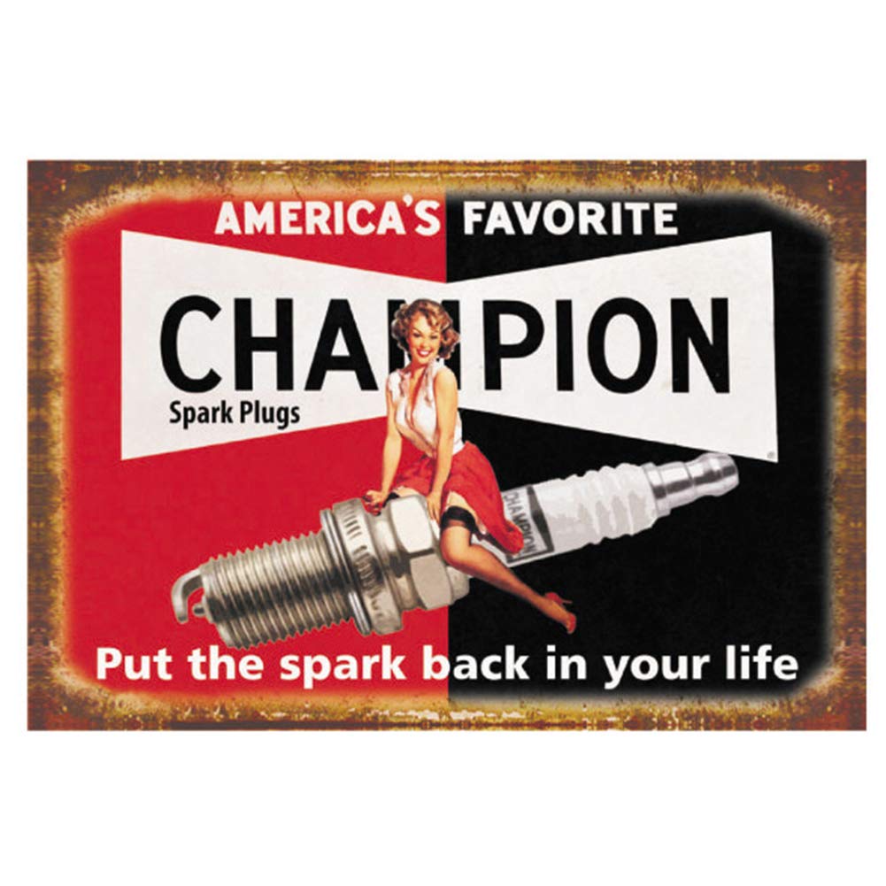 Amazon.com: Retro Vintage Tin Metal Sign, Champion Spark Plugs