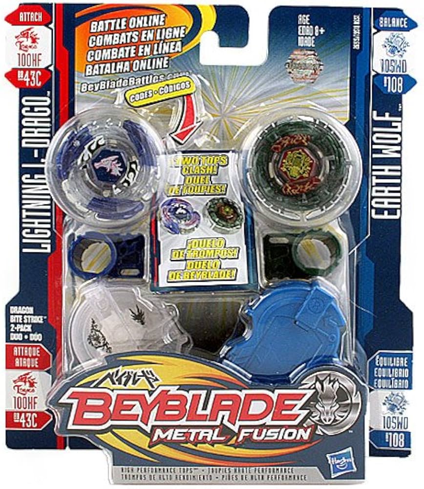 Beyblade metal Fusion Dragon bite Strike 2-Pack – Lightning L