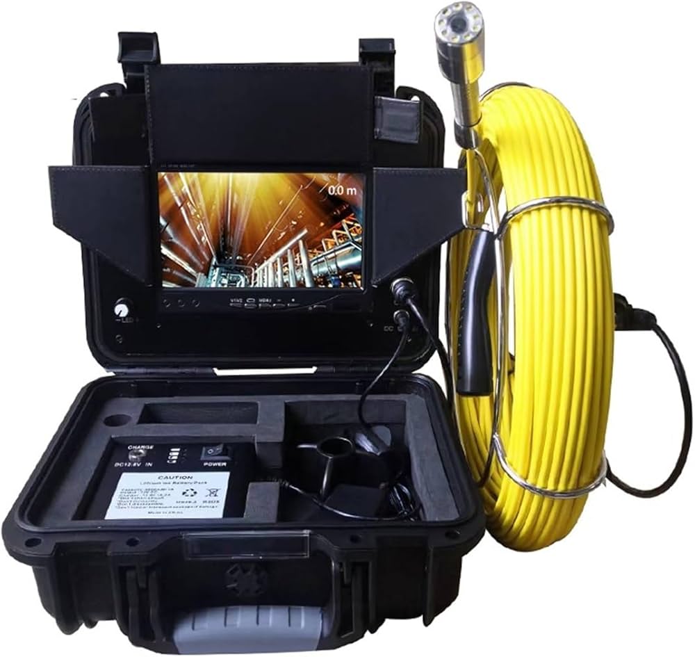 ライト付き内視鏡カメラ パイプ検査カメラ、7 インチモニター下水道