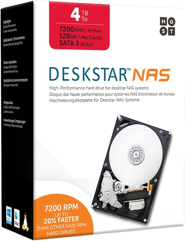 Amazon | HGST Deskstar NAS 4TB パッケージ版 3.5インチ 7,200rpm