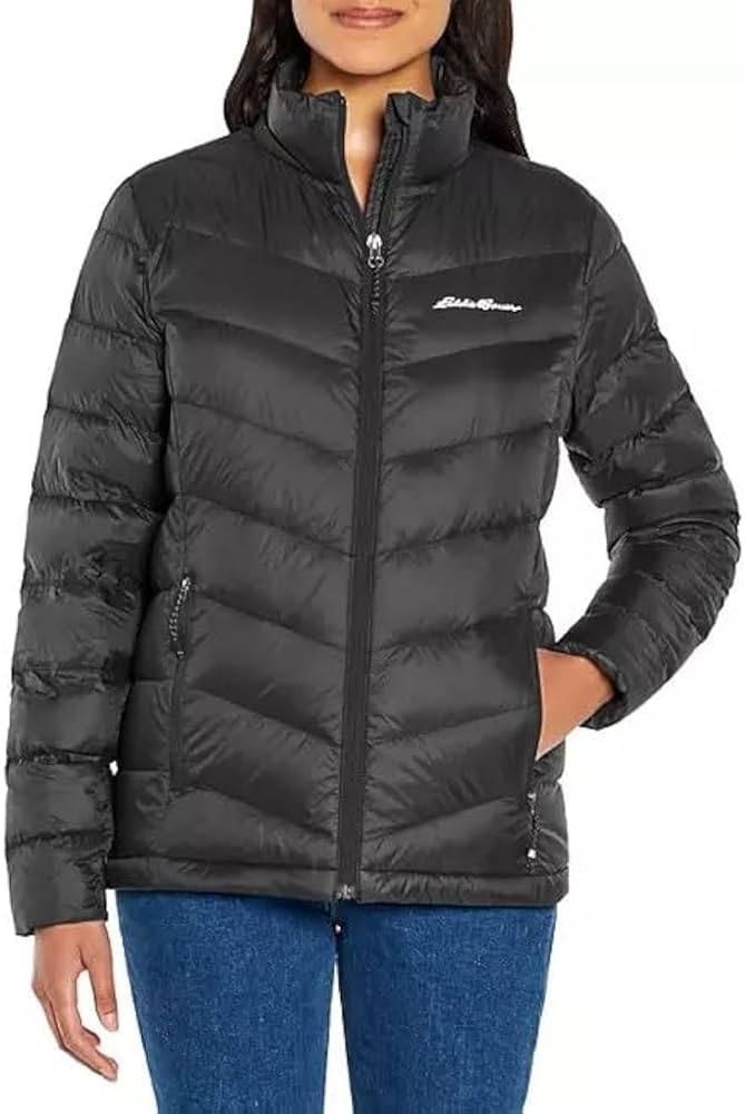 Eddie Bauer Women's Packable Quilted Down Jacket (Large, Black) at