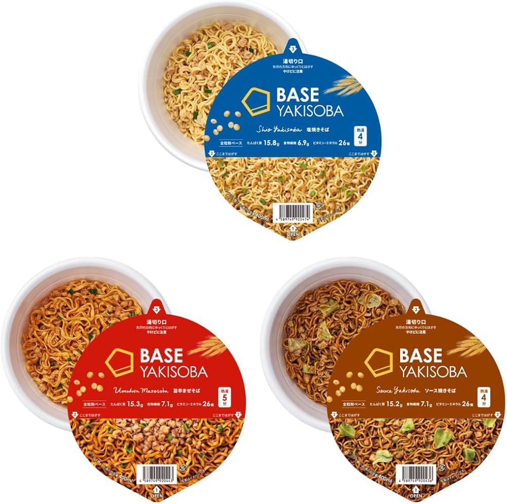 Amazon.co.jp: ベース焼きそば 3種12個 [塩やきそば・旨辛まぜそば