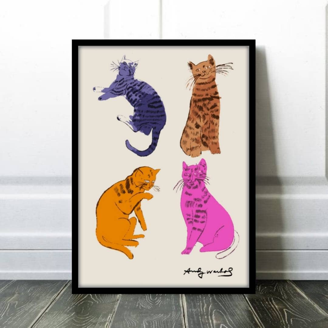 Amazon.co.jp: アンディウォーホル ネコの絵 フレーム付き ポスター