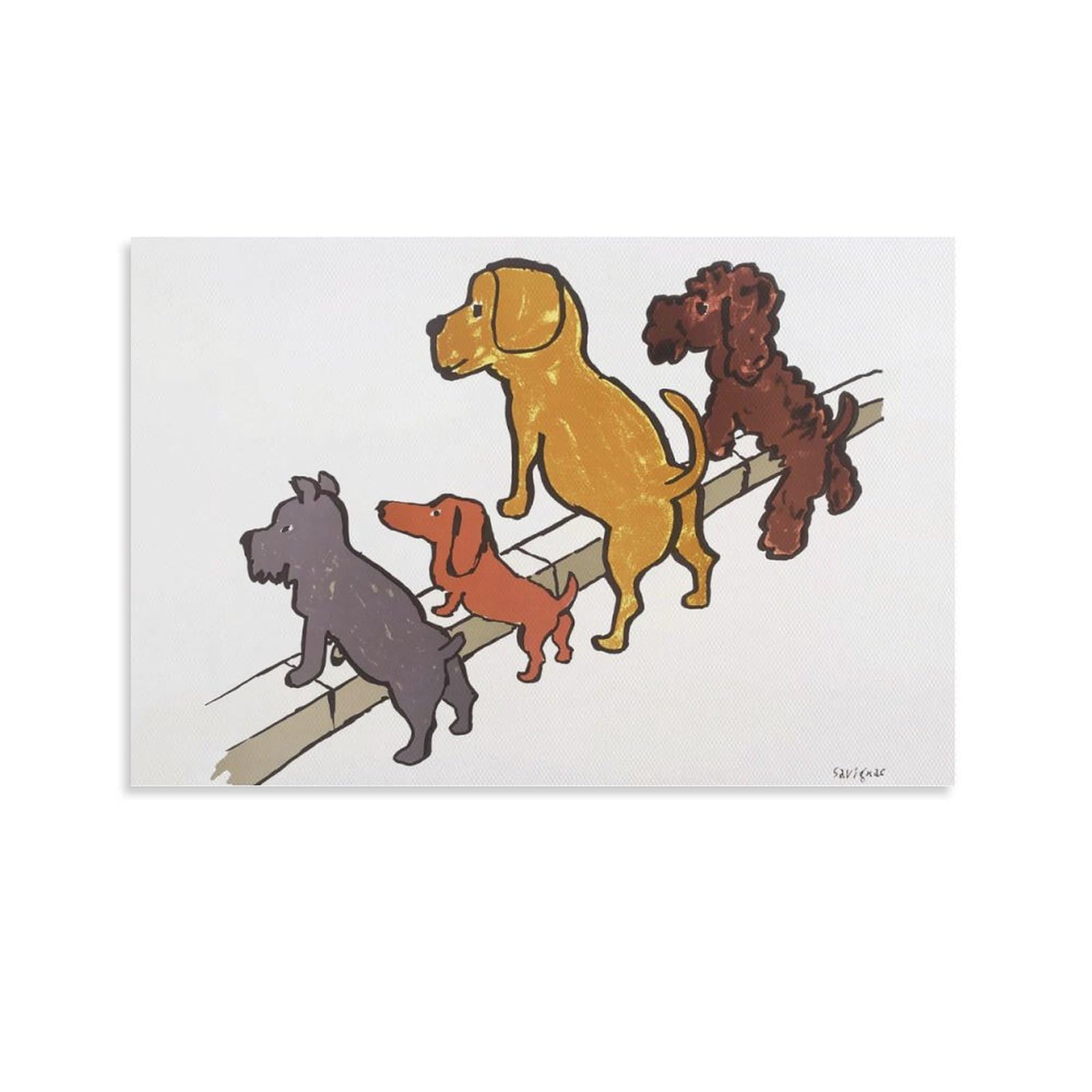 Amazon.co.jp: レイモン・サヴィニャック 4匹の犬 アートポスター