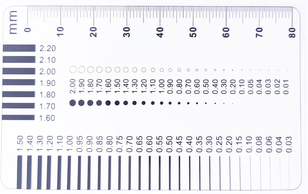 Amazon.co.jp: 汚点カードキズ異物基準ゲージ面積しみ線幅直径