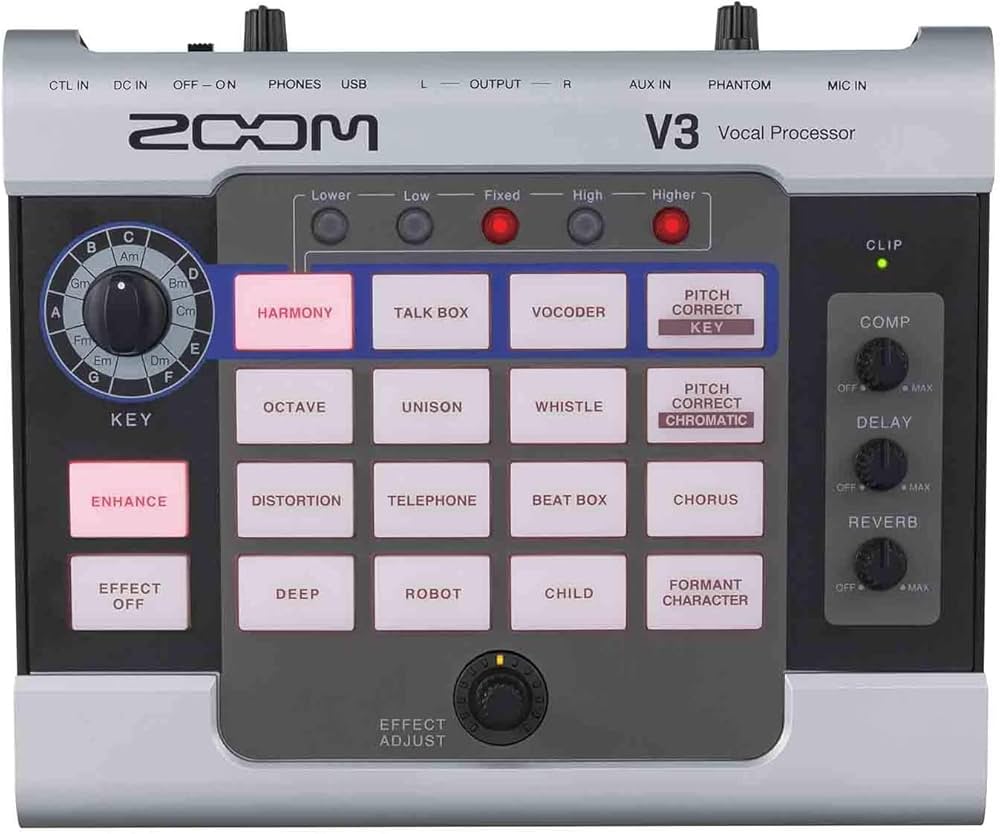 Zoom V3 Vocal Processor Vocal Effects Pedal 3-Part Harmony 16