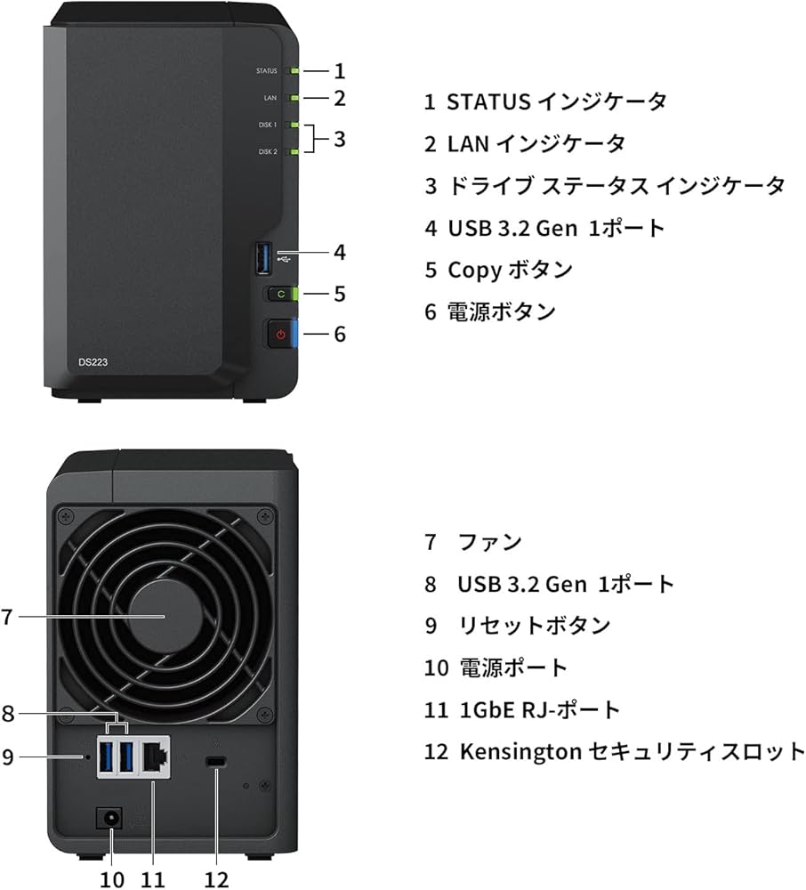 Amazon.co.jp: Synology NASキット 2ベイ DS223/G【ガイドブック付