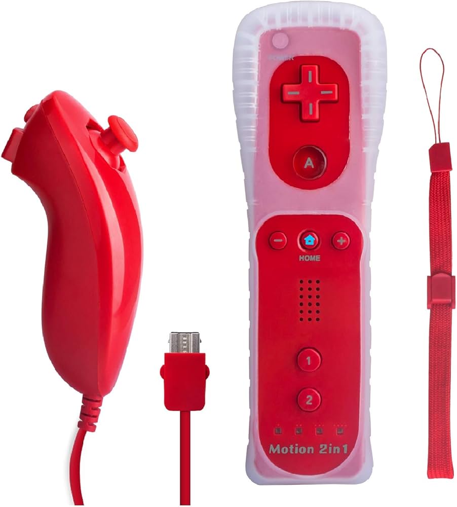 Amazon.co.jp: Wii リモコン モーションプラス内蔵 Nunchuk付き レッド