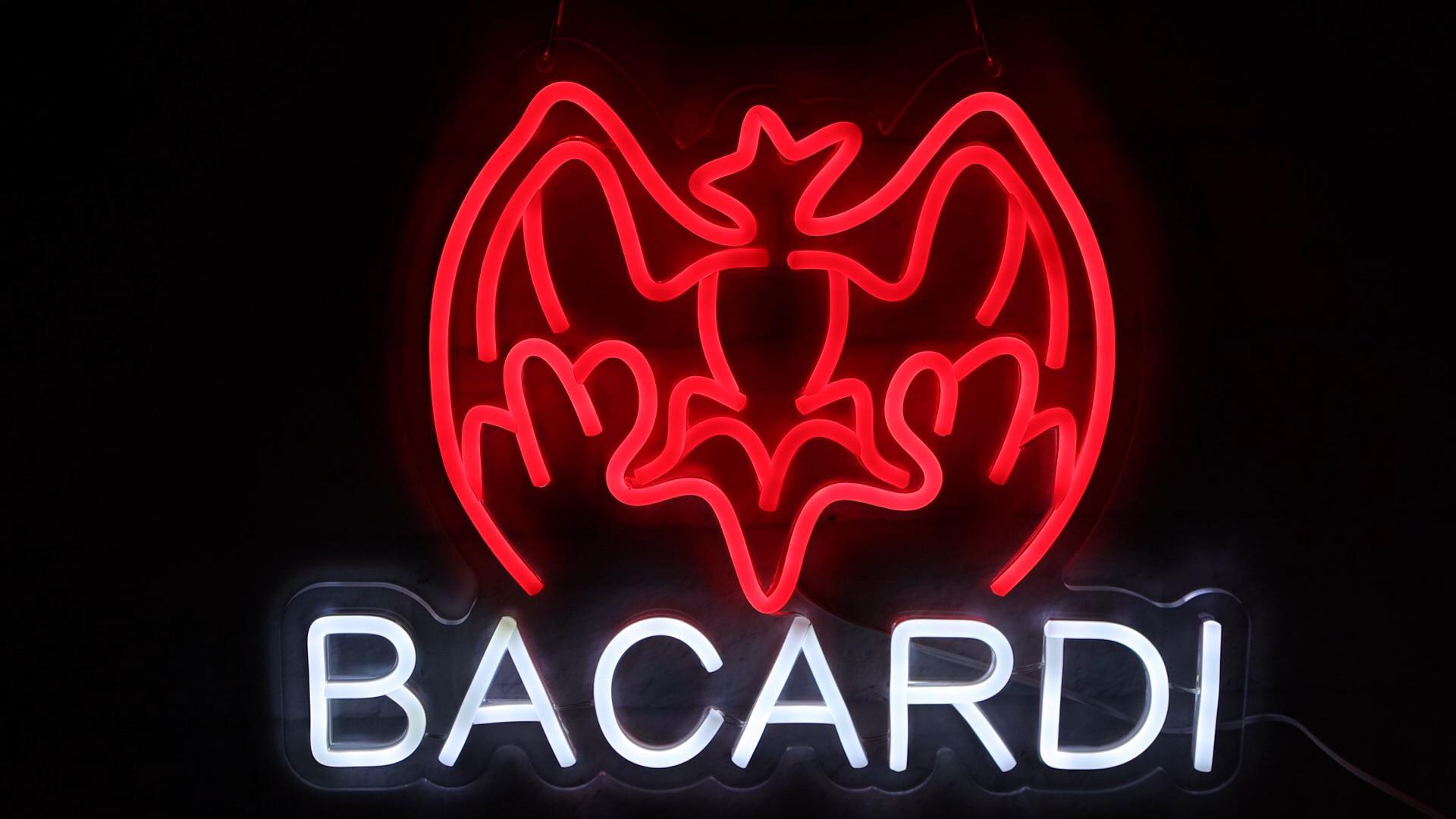 AHlove Bacardi Rum neon commercial sign for bar wall decor，USB