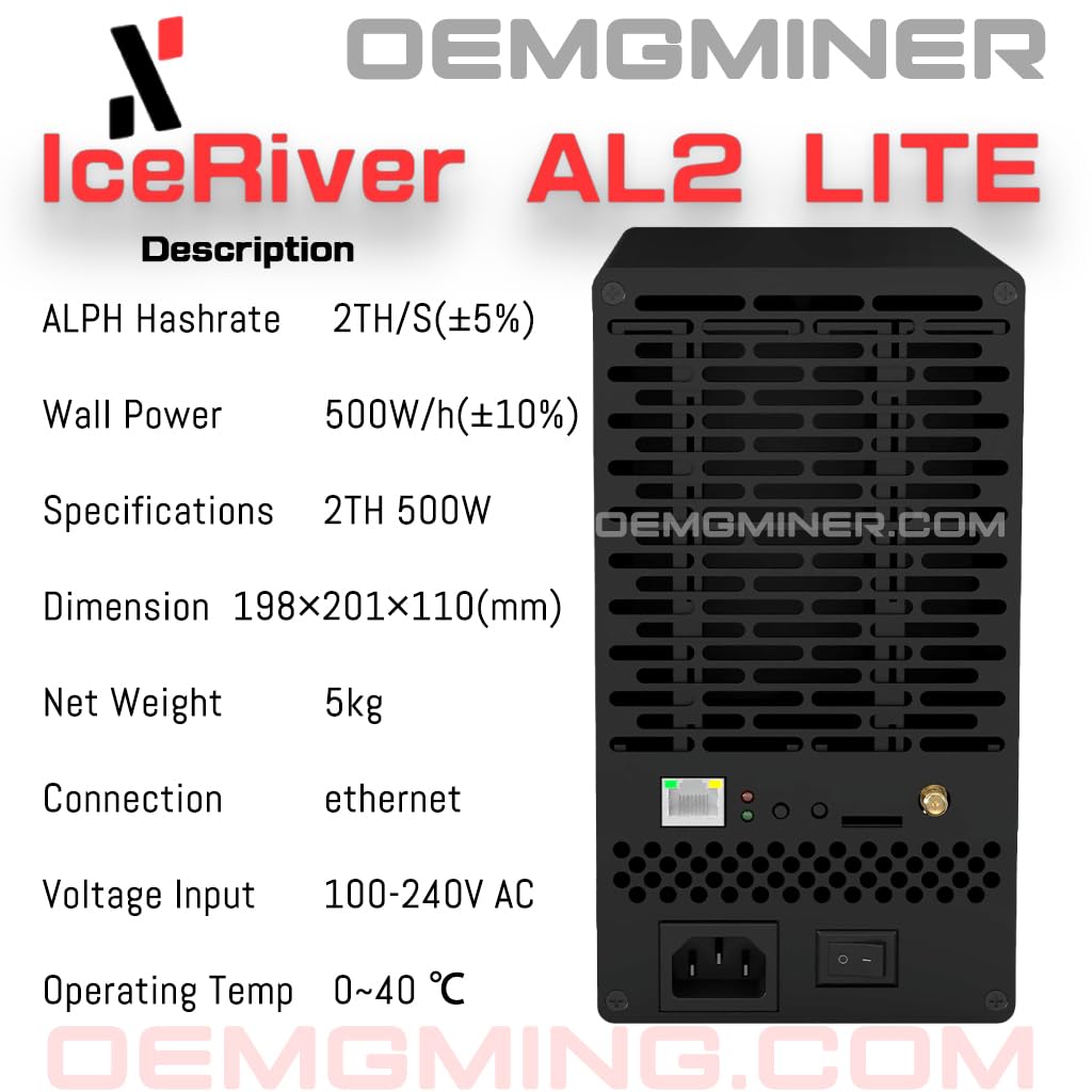 ICERIVER ALPH AL2 LITE Asic Miner 2TH 500W - Alephium Miner for
