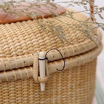 Amazon｜Teng Tian ナンタケットバスケかごバッグ 蓋付きレディース