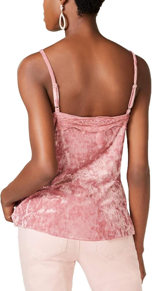 I.N.C Womens Velvet & Lace Cami Tank Top, Pink, Medium at Amazon