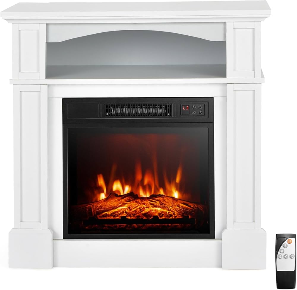 DORTALA 81CM Electric Fireplace with Mantel, 5000BTU Freestanding