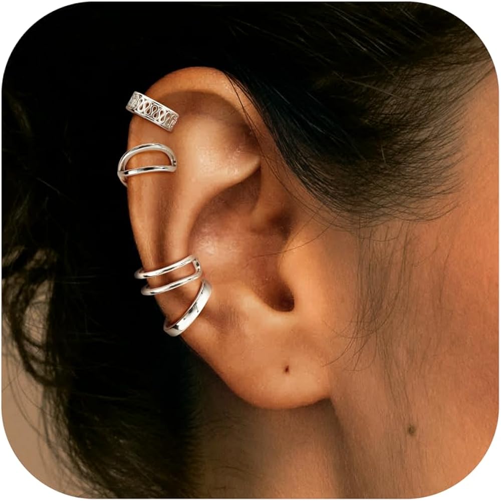 ORAZIO Ear Cuff Earrings for Women Non Piercing 925 Sterling