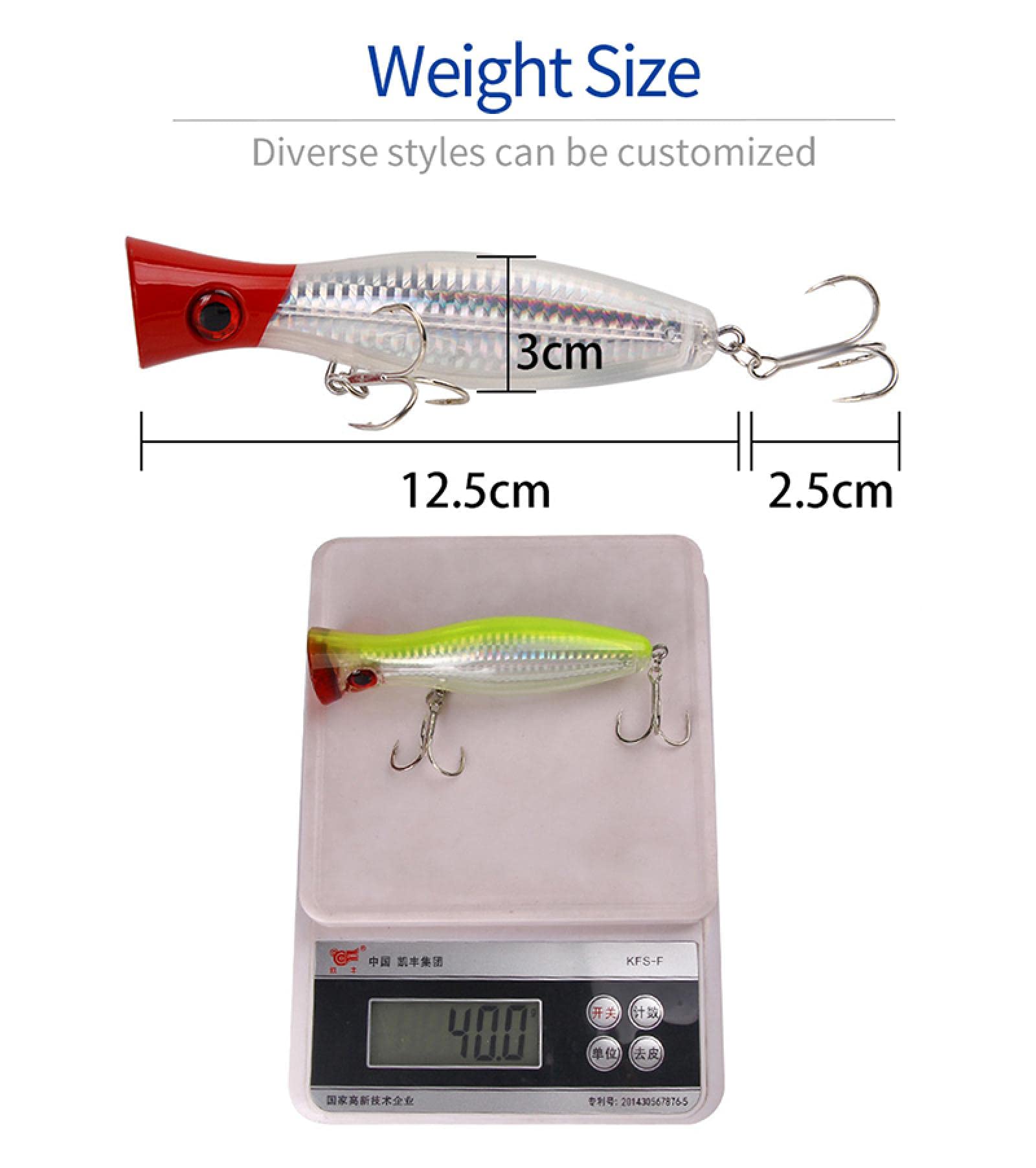 Amazon | 1Pc 12.5Cm/40G Big Pike Perch Fishing Lures Popper Hard