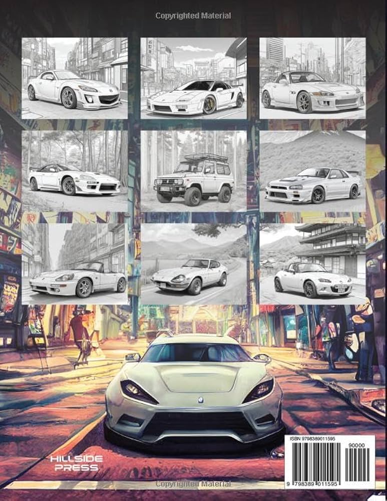 JDM Car Coloring Book: Japanese Cars Adult Coloring Book - 40